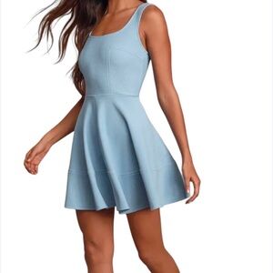 Lulus | home before daylight Elegant Blue Sleeveless skater Dress
